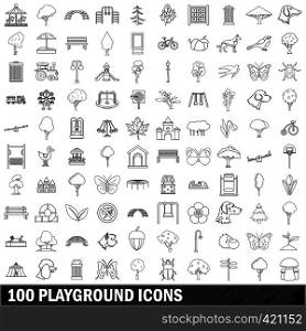 100 playground icons set in outline style for any design vector illustration. 100 playground icons set, outline style