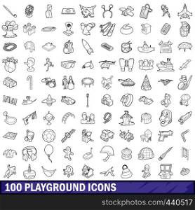 100 playground icons set in outline style for any design vector illustration. 100 playground icons set, outline style