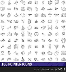 100 pointer icons set in outline style for any design vector illustration. 100 pointer icons set, outline style