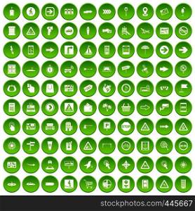 100 pointers icons set green circle isolated on white background vector illustration. 100 pointers icons set green circle