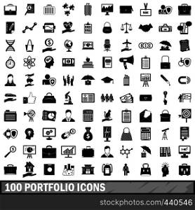 100 portfolio icons set in simple style for any design vector illustration. 100 portfolio icons set, simple style