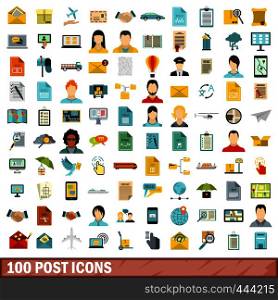 100 post icons set in flat style for any design vector illustration. 100 post icons set, flat style