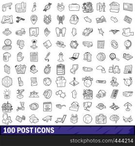 100 post icons set in outline style for any design vector illustration. 100 post icons set, outline style