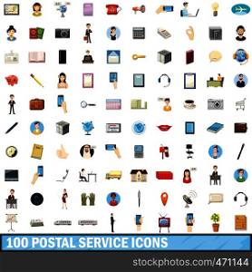 100 postal service icons set in cartoon style for any design vector illustration. 100 postal service icons set, cartoon style