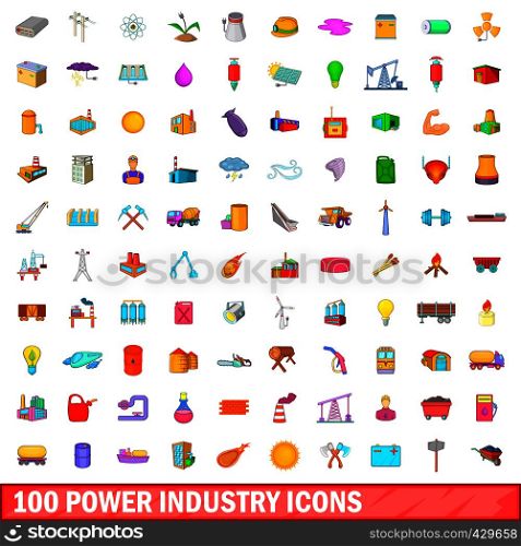 100 power industry icons set in cartoon style for any design vector illustration. 100 power industry icons set, cartoon style