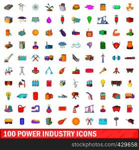 100 power industry icons set in cartoon style for any design vector illustration. 100 power industry icons set, cartoon style