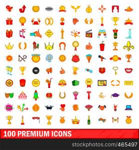 100 premium icons set in cartoon style for any design illustration. 100 premium icons set, cartoon style