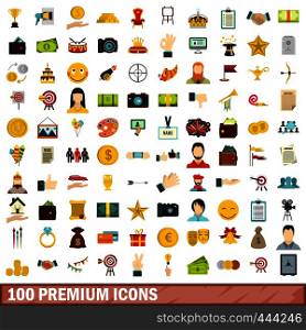 100 premium icons set in flat style for any design vector illustration. 100 premium icons set, flat style