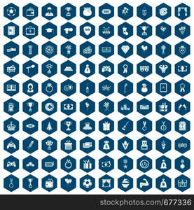 100 premium icons set in sapphirine hexagon isolated vector illustration. 100 premium icons sapphirine violet