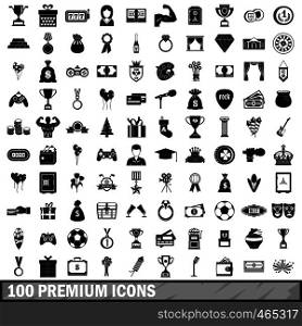 100 premium icons set in simple style for any design vector illustration. 100 premium icons set, simple style