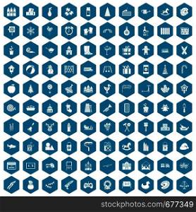 100 preschool education icons set in sapphirine hexagon isolated vector illustration. 100 preschool education icons sapphirine violet