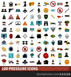 100 pressure icons set in flat style for any design vector illustration. 100 pressure icons set, flat style