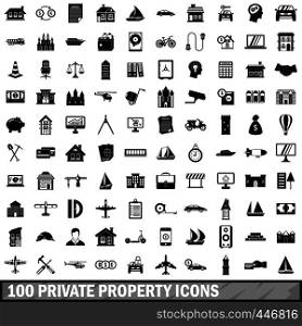 100 private property icons set in simple style for any design vector illustration. 100 private property icons set, simple style