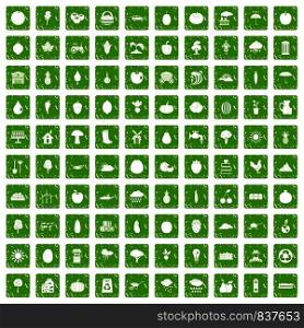 100 productiveness icons set in grunge style green color isolated on white background vector illustration. 100 productiveness icons set grunge green