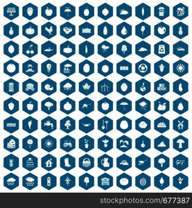 100 productiveness icons set in sapphirine hexagon isolated vector illustration. 100 productiveness icons sapphirine violet