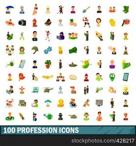 100 profession icons set in cartoon style for any design vector illustration. 100 profession icons set, cartoon style