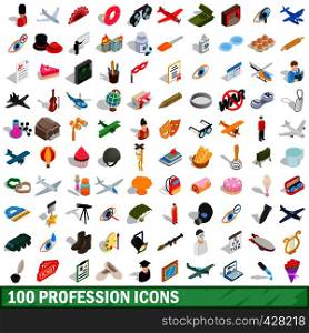 100 profession icons set in isometric 3d style for any design vector illustration. 100 profession icons set, isometric 3d style