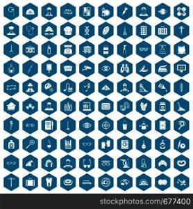100 profession icons set in sapphirine hexagon isolated vector illustration. 100 profession icons sapphirine violet