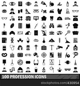 100 profession icons set in simple style for any design vector illustration. 100 profession icons set, simple style