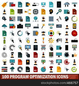 100 program optimization icons set in flat style for any design vector illustration. 100 program optimization icons set, flat style