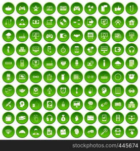 100 programmer icons set green circle isolated on white background vector illustration. 100 programmer icons set green circle