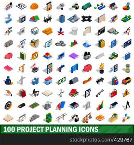 100 project planning icons set in isometric 3d style for any design vector illustration. 100 project planning icons set, isometric 3d style