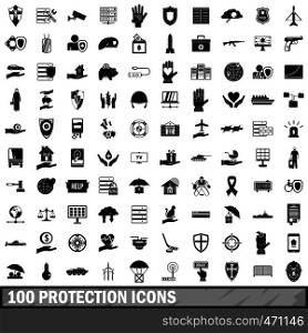 100 protection icons set in simple style for any design vector illustration. 100 protection icons set, simple style