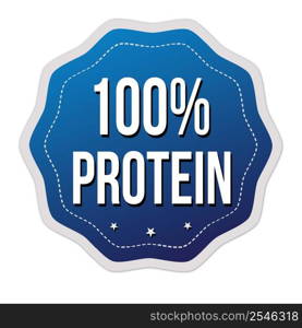 100% protein label or sticker on white background, vector illustration