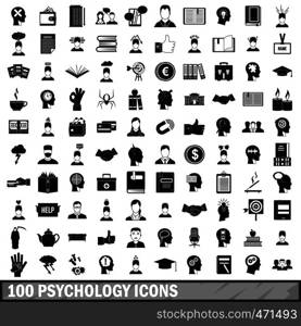 100 psychology icons set in simple style for any design vector illustration. 100 psychology icons set, simple style
