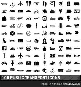 100 public transport icons set in simple style for any design vector illustration. 100 public transport icons set, simple style