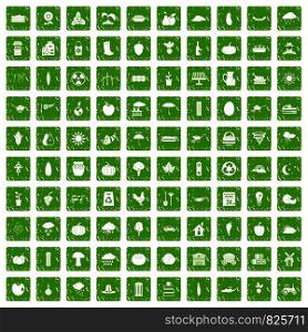 100 pumpkin icons set in grunge style green color isolated on white background vector illustration. 100 pumpkin icons set grunge green