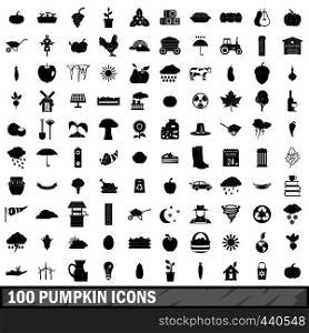 100 pumpkin icons set in simple style for any design vector illustration. 100 pumpkin icons set, simple style