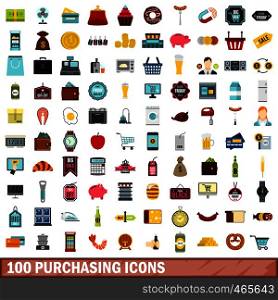 100 purchasing icons set in flat style for any design vector illustration. 100 purchasing icons set, flat style