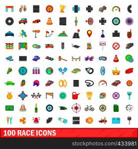100 race icons set in cartoon style for any design vector illustration. 100 race icons set, cartoon style