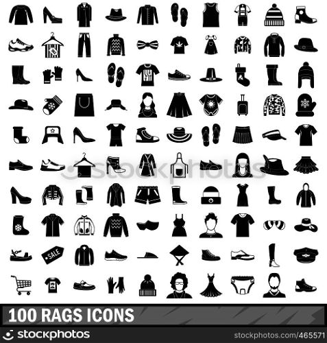 100 rags icons set in simple style for any design vector illustration. 100 rags icons set, simple style