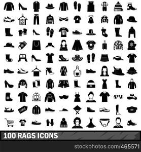 100 rags icons set in simple style for any design vector illustration. 100 rags icons set, simple style