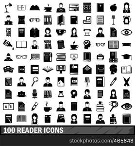 100 reader icons set in simple style for any design vector illustration. 100 reader icons set, simple style