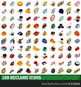 100 reclame icons set in isometric 3d style for any design vector illustration. 100 reclame icons set, isometric 3d style