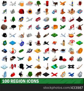 100 region icons set in isometric 3d style for any design vector illustration. 100 region icons set, isometric 3d style