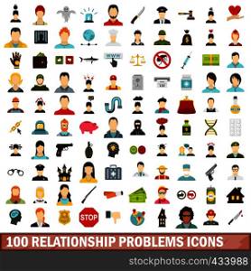 100 relationship problems icons set in flat style for any design vector illustration. 100 relationship problems icons set, flat style