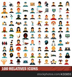100 relatives icons set in flat style for any design vector illustration. 100 relatives icons set, flat style