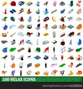 100 relax icons set in isometric 3d style for any design vector illustration. 100 relax icons set, isometric 3d style