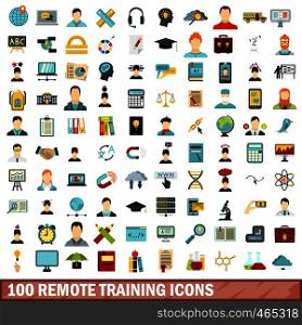 100 remote training icons set in flat style for any design vector illustration. 100 remote training icons set, flat style