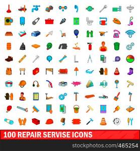 100 repair service icons set in cartoon style for any design vector illustration. 100 repair service icons set, cartoon style