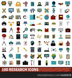 100 research icons set in flat style for any design vector illustration. 100 research icons set, flat style