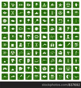100 research icons set in grunge style green color isolated on white background vector illustration. 100 research icons set grunge green