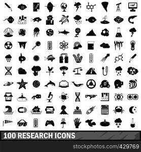 100 research icons set in simple style for any design vector illustration. 100 research icons set, simple style