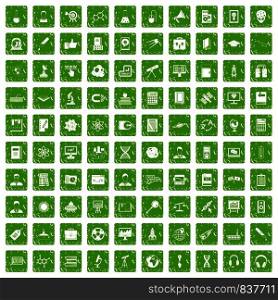 100 researcher science icons set in grunge style green color isolated on white background vector illustration. 100 researcher science icons set grunge green