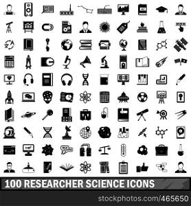 100 researcher science icons set in simple style for any design vector illustration. 100 researcher science icons set, simple style