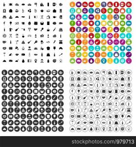 100 restaurant icons set vector in 4 variant for any web design isolated on white. 100 restaurant icons set vector variant